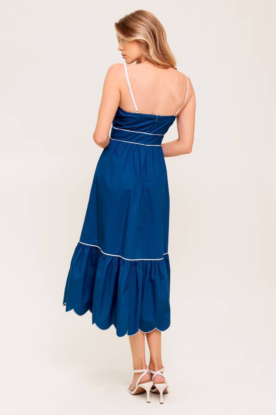 RUSTIC DREAM NAVY WOVEN MIDI DRESS Flying Tomato